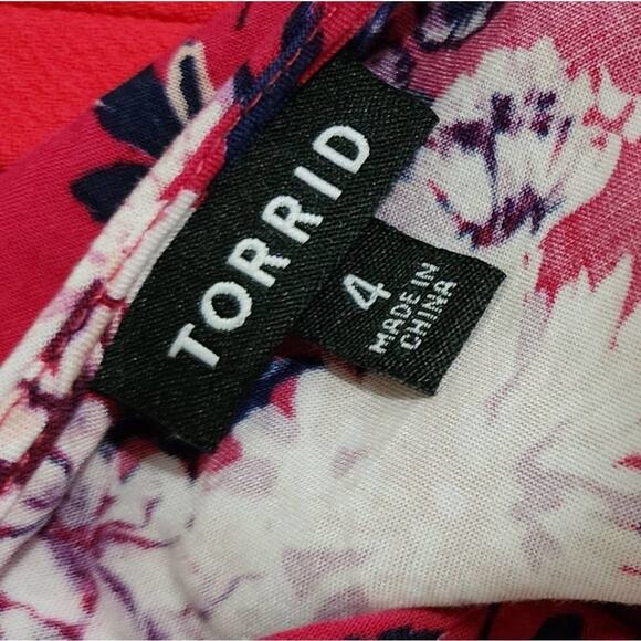 TORRID fuchsia floral challis midi dress plus size 4 4X - Picture 5 of 7